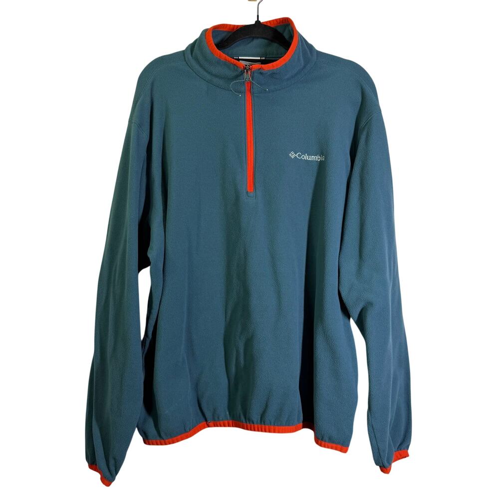 COLUMBIA Pullover XL‎ Unisex Quarter Zip Fleece Klamath Range Teal Orange Trim